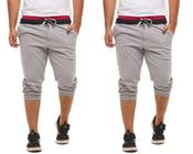 Kit com 02 bermudas de moletom saruel skinny masculino