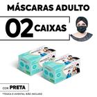 Kit com 02 caixas Mascara Descartavel Cirurgica Tripla Preta c/50 Und cada - Protect Premium