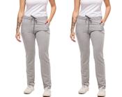 Kit com 02 calças de moletom feminino slim skinny sport casual