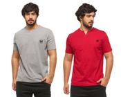 Kit com 02 camisetas basicas wooks masculina gola portuguesa - wc3