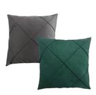 Kit Com 02 Capas de Almofadas Decorativas em Suede Drapeada 45x45cm Sala Quarto Sofá