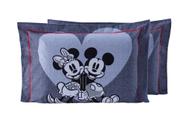 Kit Com 02 Fronhas - Mickey/Minnie - Denim (Namorados) - 100% Algodão