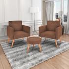 Kit 2 Poltronas Decorativa Havana com Puff - Ferrugem Veludo - Global decor