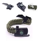 Kit com 02 Pulseira Paracord Militar tática 6 em 1 Sobrevivência Pederneira bussola apito canivete