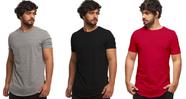 Kit com 03 camisetas longline manga curta masculina