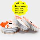 KIT com 03 Fitas Metalicas Sinimbu R:9301/C01 Prata 10mt - Sem Arame