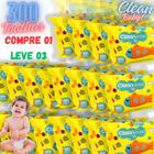 Kit com 03 Lenços/Toalhas Umedecidas Clean Baby/300 Unidades Extrato de Camomila