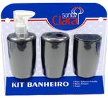 Kit Com 03 Peças Para Banheiro Preto- Santa Clara