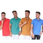 Kit com 04 Blusas Masculina Polo com Punho 100% Algodão