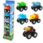 Kit Com 05 Carrinhos Animais Divertidos DMT5966 Dm Toys