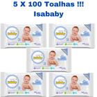 Kit Com 05 Pacotes de Toalhas Lenços Umedecidos Infantil Isababy com 100 Unidades