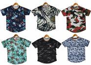 kit com 06 Camisetas infantil e juvenil long line swagg - cores variadas