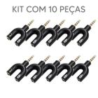 Kit com 10 adaptador em y p2 p3 splitter para fone microfone e headset