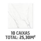Kit com 10 Caixas Pisos Classic Marmo 53x53cm Caixa 2,53m² Retificado Branco e Marrom Savane