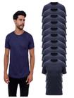 Kit Com 10 Camisetas Lisas Azul Marinho 100% Poliéster