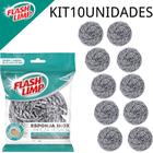 KIT COM 10 ESPONJAS LIMPEZA PESADA INOX Cod.EA1409/10 - FLASH LIMP
