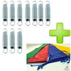 Kit Com 10 Molas Biconica 14cm Zincada + 6 Capas Para Haste Combo Acesórios Para Cama Elástica