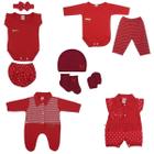 Kit Com 10 Peças Bebê Recém-nascido Menina Macacão, Body, Touca e Tapa Fralda