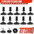 Kit com 10 Peças Pé Nivelador Sextavado 14mm Bucha reforçada 10mm