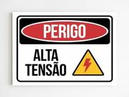 kit com 10 Placas de aviso perigo alta tensão mdf a4 20x29