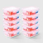 Kit com 10 Potes de Vidro Herméticos Retangulares 640ml Marmita Ideal Invicta