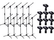 Kit com 10 Suportes Pedestal para Microfone IBOX SMMax + 10 Cachimbos