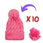 Kit com 10 Touca de Frio com Pompom Cor Rosa Confortável