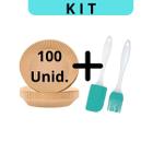 Kit com 100 Forro de Papel Anti Gordura para AirFryer, Espatula e Pincel de Untar Alimentos
