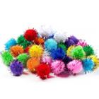 Kit com 100 Pompom em Lurex Furta Cor 2.5cm