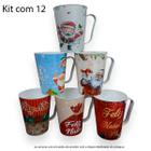 Kit Com 12 Canecas Natalinas Decorada 430ml Plástico sortidas