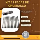 Kit Com 12 Facas de Churrasco Conjunto Em Inox Casa Cozinha