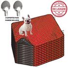 Kit com 12 Fraldas de Cães p/Chão 100x70 Ossinho Vermelho c/Ganchos - 300 Lavagens Alta Absorção