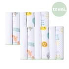 Kit Com 12 Paninhos De Boca Karinho 30cm X 30cm Estampados