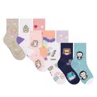 Kit Com 12 Pares Meias Infantil Selene Estampada Calcanhar Verdadeiro