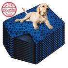 Kit com 12 Tapetes Higiênicos 100x70 Patinha Azul c/Ganchos - 300 Lavagens para cães - Alta Absorção - Vila Flor