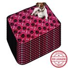 Kit com 12 Tapetes Higiênicos 70x50 Patinha Rosa para cães 3 Camadas Lavável - Alta Absorção - Vila Flor