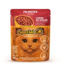 Kit com 12 unidades Ração Úmida Special Cat Sachê Sabor Carne para Gatos Filhotes - 85g cada