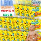 Kit com 13 Lenços/Toalhas Umedecidas Clean Baby/1300 Unidades Extrato de Camomila