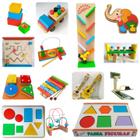 Kit com 14 Brinquedos Educativos de Madeira Primeira Infância