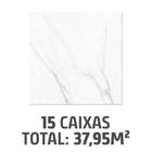Kit com 15 Caixas Pisos Classic Marmo 53x53cm Caixa 2,53m² Retificado Branco e Marrom Savane
