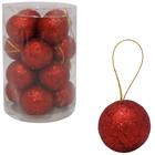 Kit Com 16 Bolas de Natal 3cm Glitter Vermelha