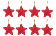 Kit Com 16 Estrelas Vermelha Brilhante Para Árvore De Natal