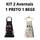 Kit com 2 aventais Avental Chef de Cozinheiro Unissex 1 Bege e 1 Preto