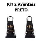 Kit com 2 aventais Avental Chef de Cozinheiro Unissex Preto