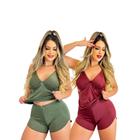Kit com 2 Baby Doll Pijama Sem Bojo Malha Fria liganete  Short Doll Feminino Conjunto Com Renda Baby Dool Babydoll
