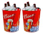 Kit Com 2 Balde De Gelo Para Cerveja Vermelho 7 Litros Bar