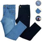 Kit Com 2 Calças Jeans Infantil Slim Menino Skinny Com Lycra Masculina Juvenil Com Regulador