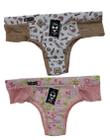 Kit com 2 calcinhas,tanga Carine,microfibra com renda,estampada