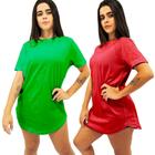 Kit Com 2 Camisetas Longline Blusas Femininas Longas Academia