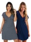 Kit com 2 Camisolas Confortáveis em Viscose com Detalhes em Renda Estilo Camiseta Amamentação Maternidade Noite Dormir